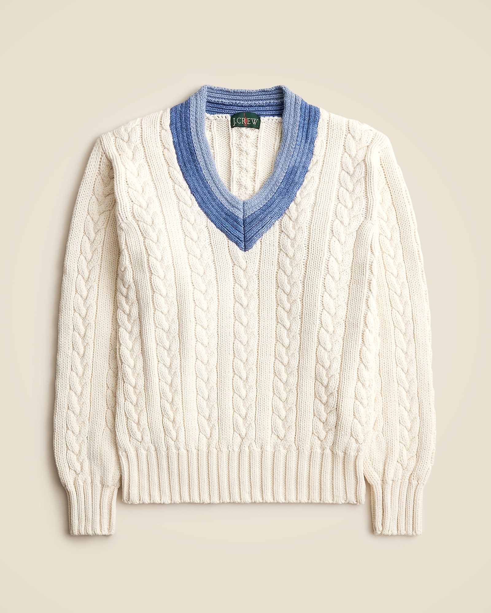 Vintage J.Crew '90s Cotton Cable-knit V-neck Sweater For Men | J.Crew