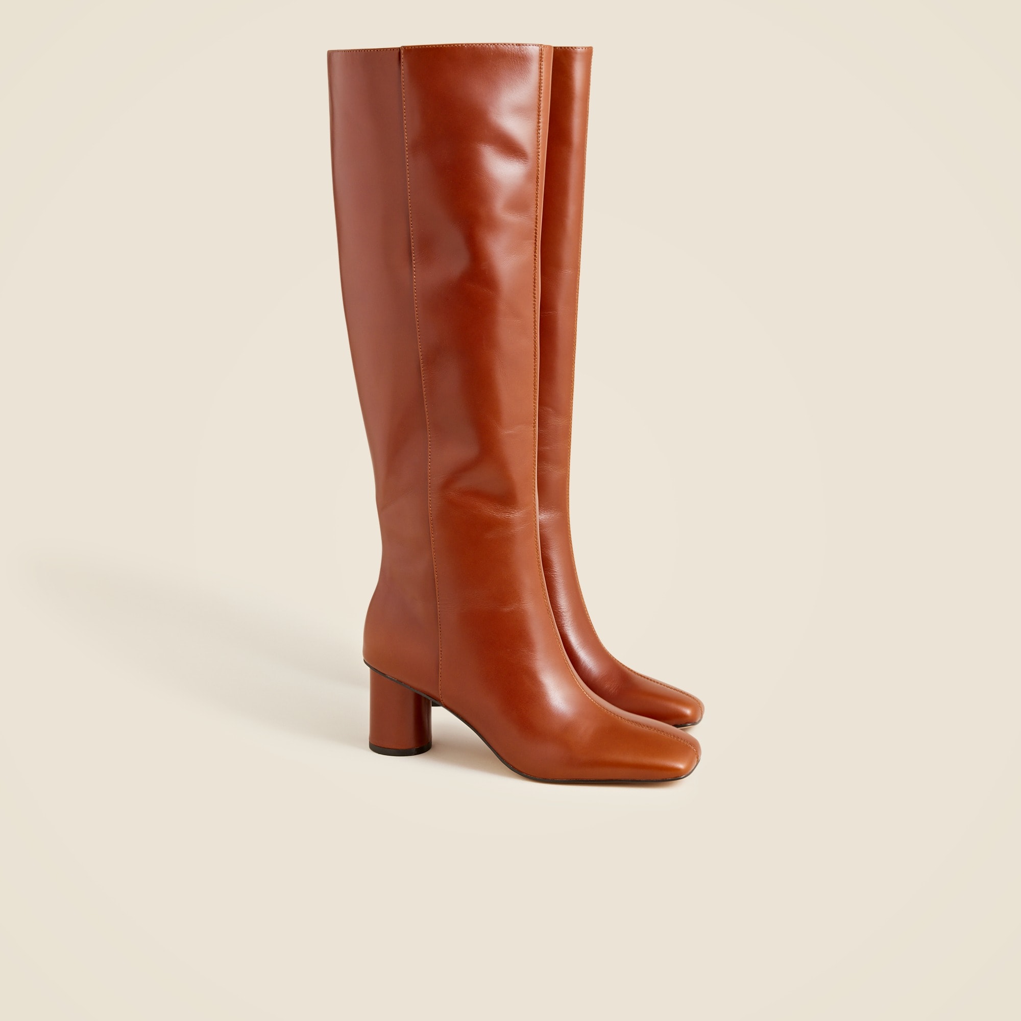Knee-high Round-heel Boots In Leather For Women | J.Crew