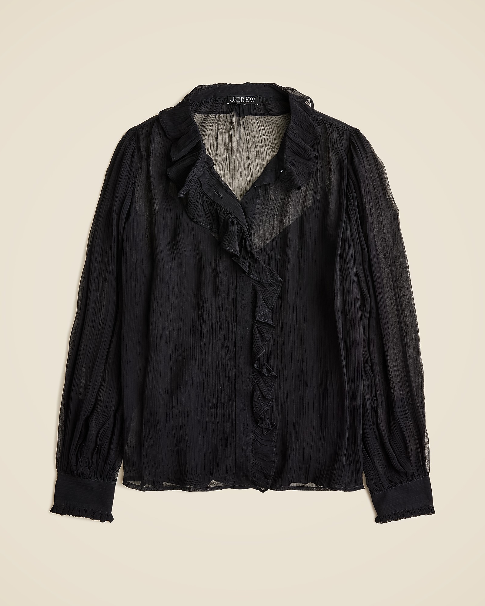 Ruffle Button-up Shirt In Crinkle Chiffon For Women | J.Crew
