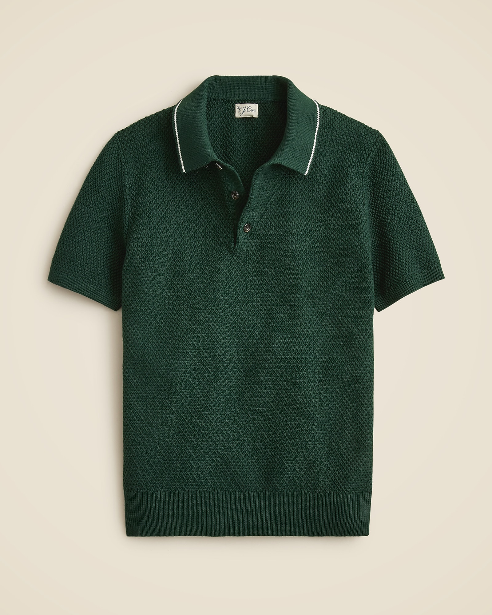 Short-sleeve Cotton Seed-stitch Sweater-polo For Men | J.Crew