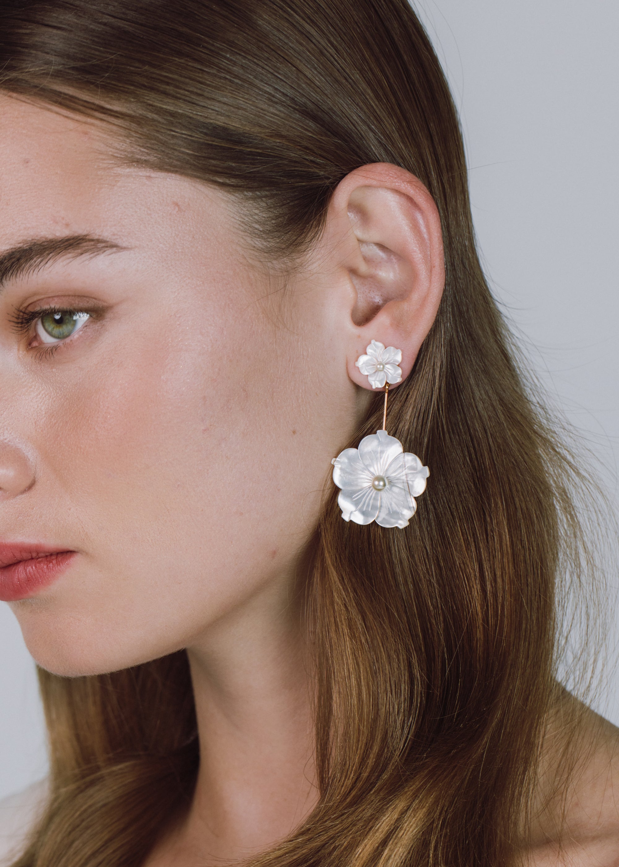 Zinnia Earrings -- Mother of Pearl – Jennifer Behr LLC