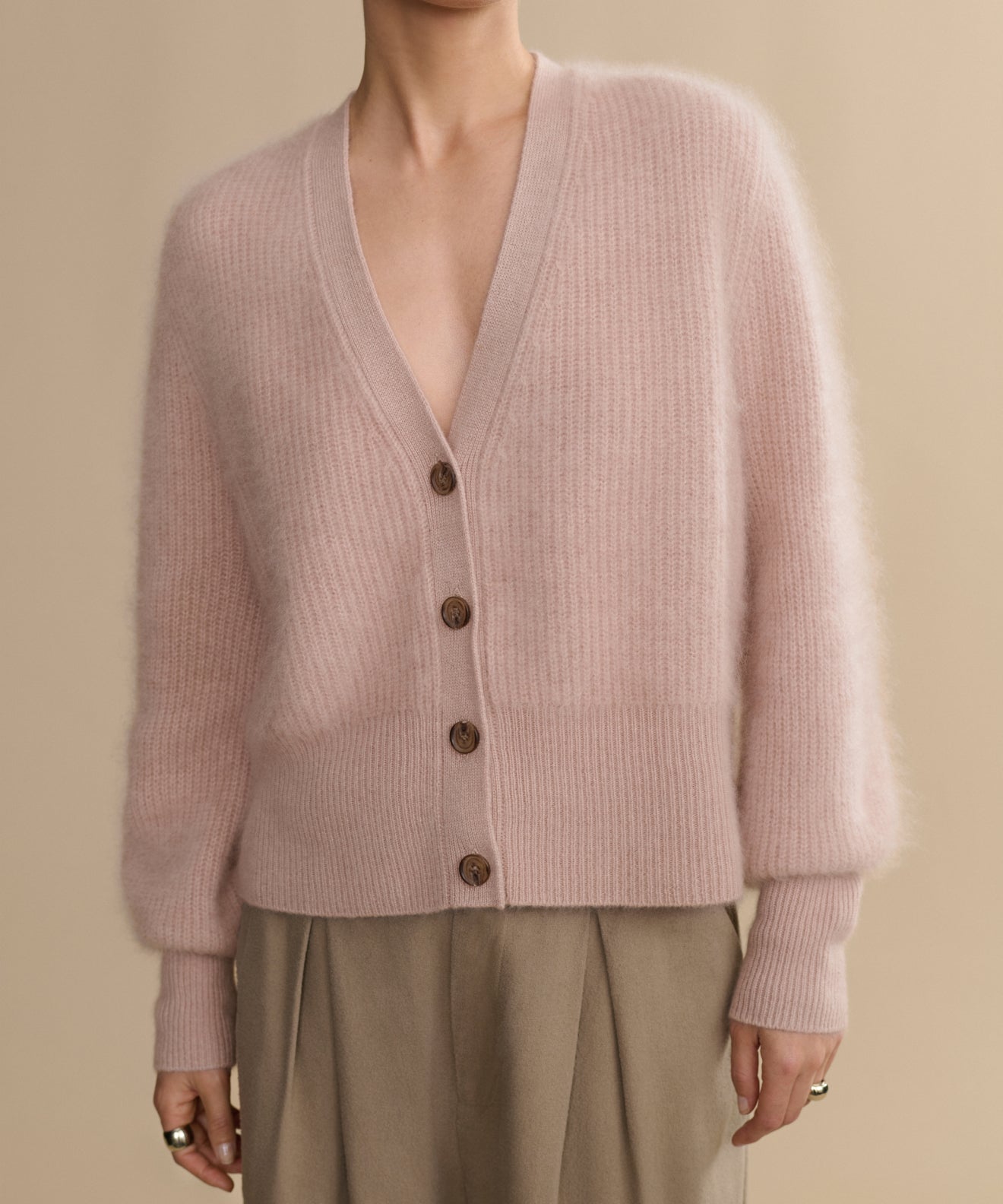 Peyton Cardigan | Brushed Cashmere Puff Sleeve | Jenni Kayne