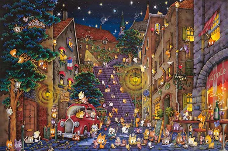 APP-1000-892 芳岡ひでき プロムナード キャッツ 1000ピース アップル