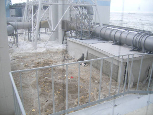 東日本大震災で福島第1原子力発電所4号機付近の敷…：津波、その瞬間