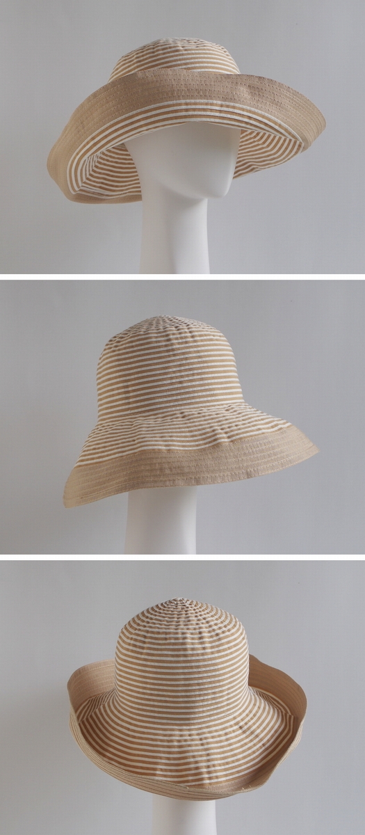 GREVI グレヴィ】グレビ帽子 ストライプ つば広 帽子 ハット イタリア