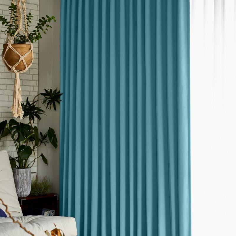 ツル カーテン JD-67271R セルリアンブルー ｜ジャストカーテン