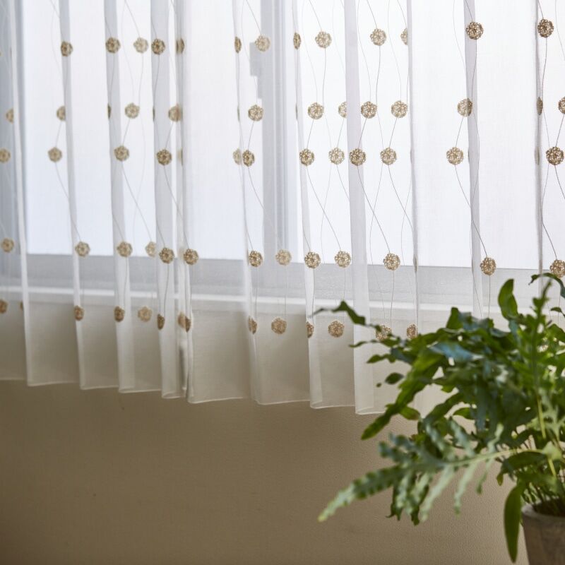 ボボ カフェカーテン JE-92605 ゴールド ｜ジャストカーテン