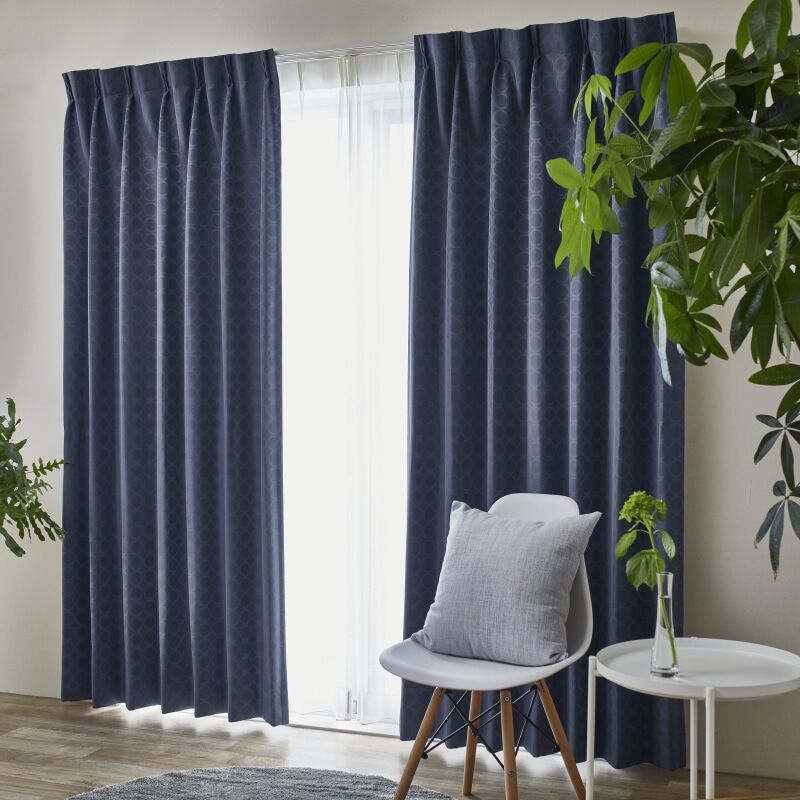 ワオン カーテン JD-19246 ネイビー ｜ジャストカーテン