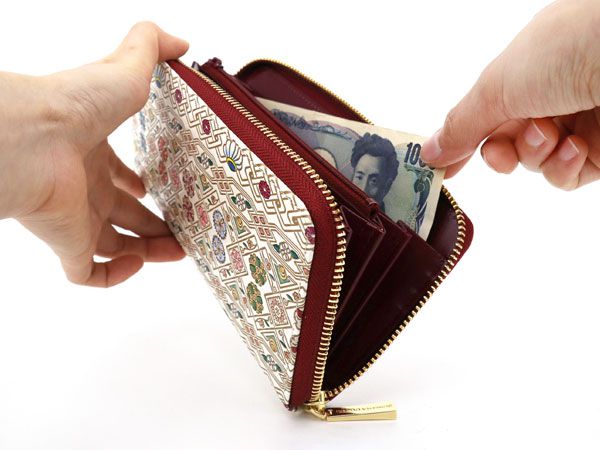 枝垂れ花鳥 ぐるっとファスナーの長財布［t］