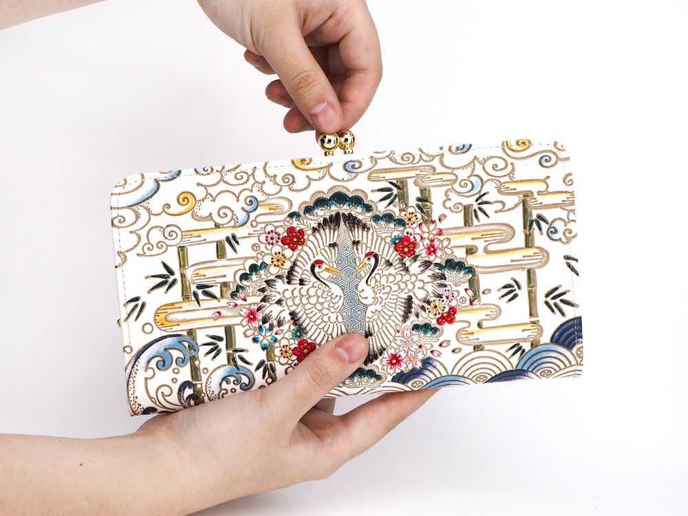 完売【予約限定】むかい鶴 がま口長財布 (絢爛柄)［t］
