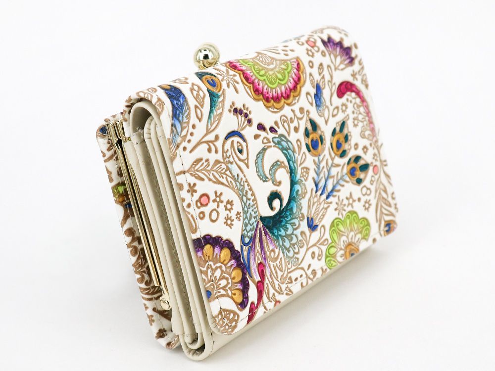 孔雀 三つ折りミニ財布［t］