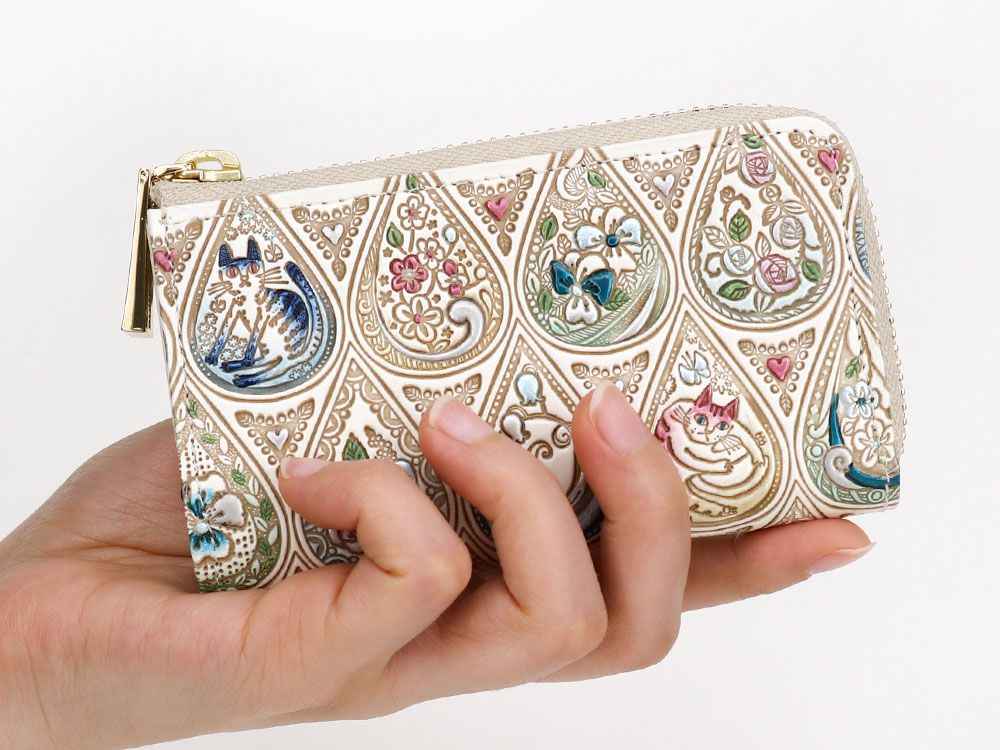 終売 花と猫＜インディゴ＞ キーケース［t］