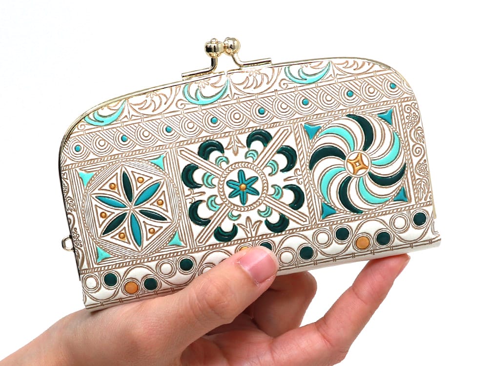 錦紗＜緑＞ 天溝がま口［t］