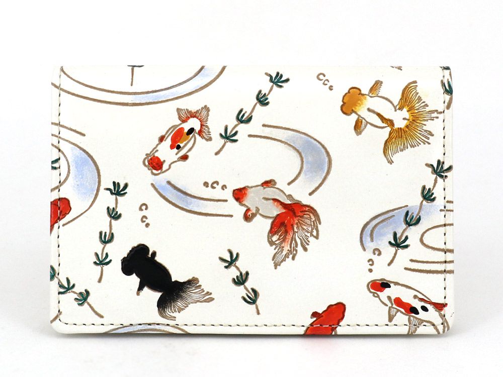 予約限定柄】金魚 両面文庫革のパスカードホルダー［t］