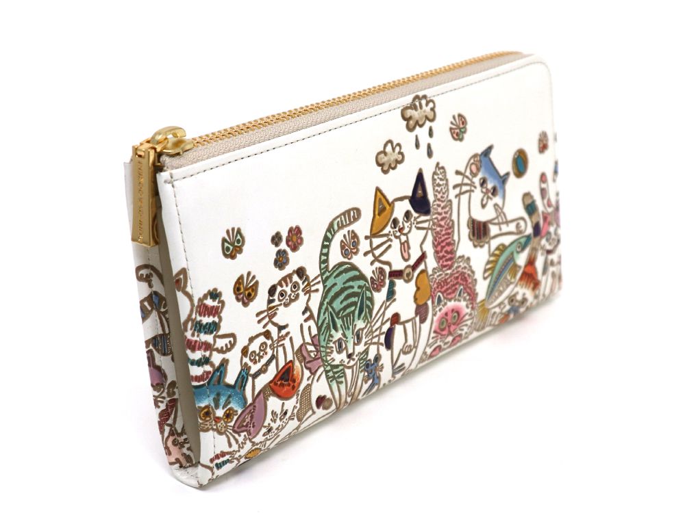 ネコ集合 L字ファスナーの長財布［t］