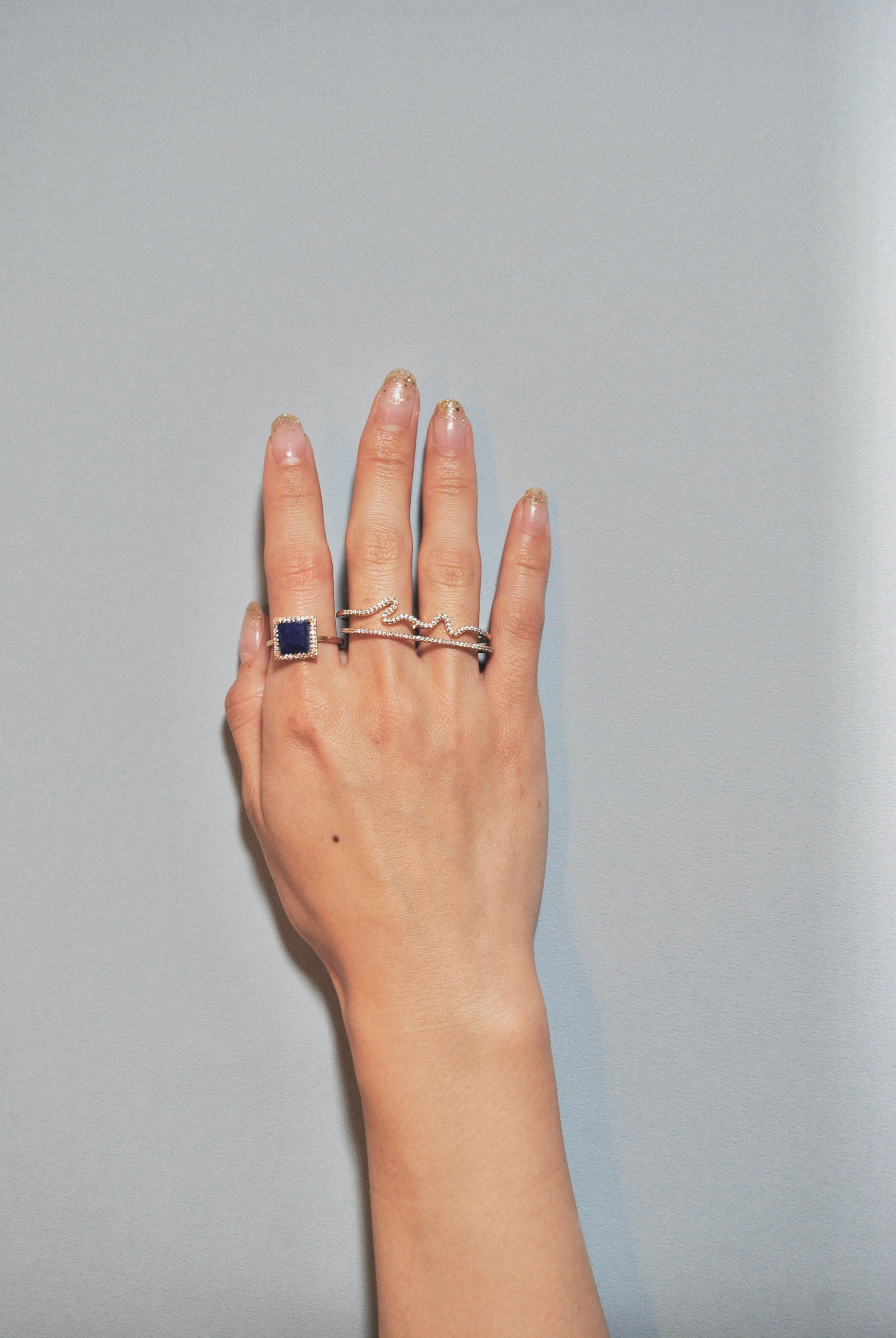 モアサナイト/gold）handwritten double finger ring – ödül