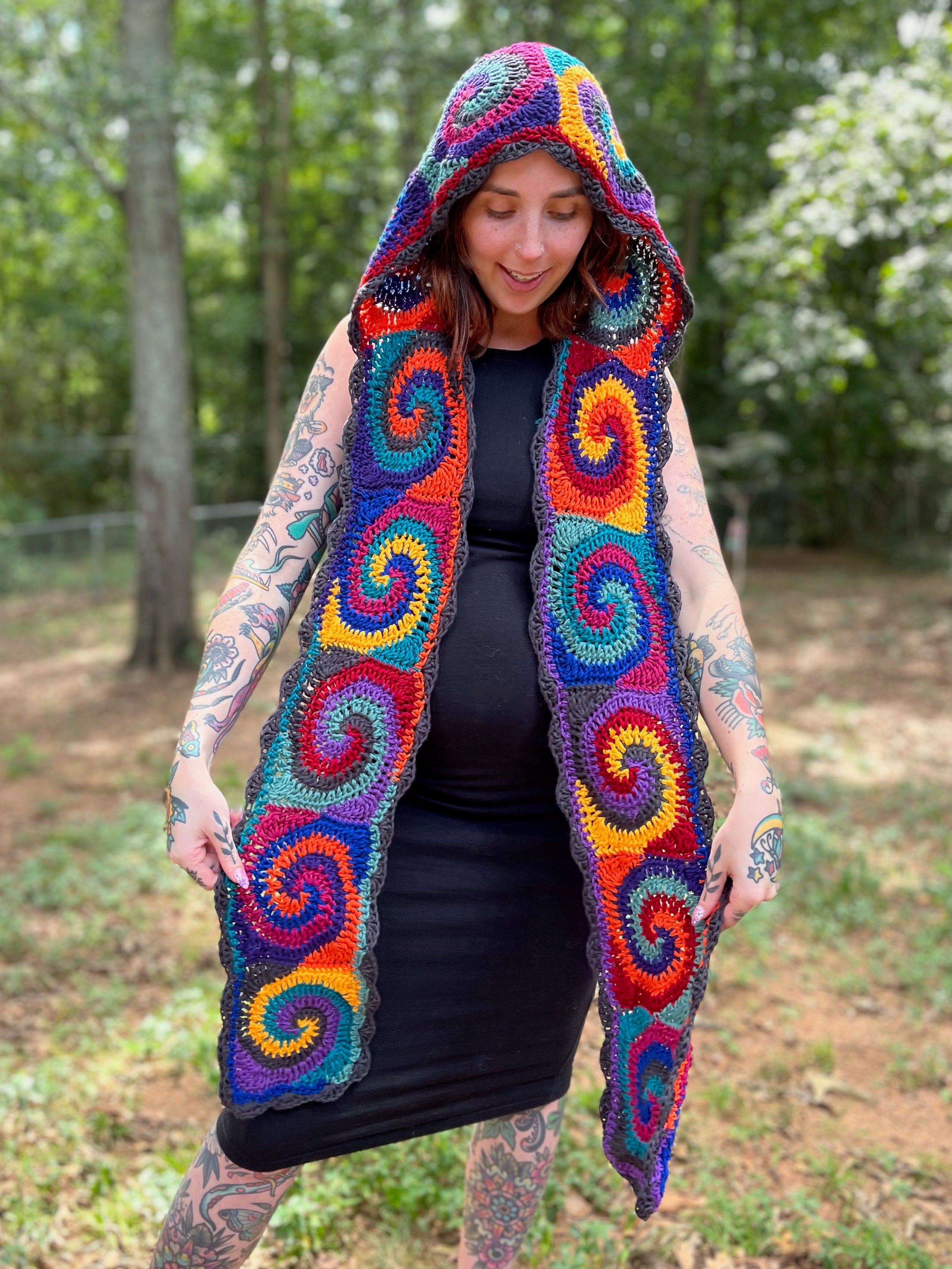 Spiral Hooded Scarf Pattern – Of Mars Crochet