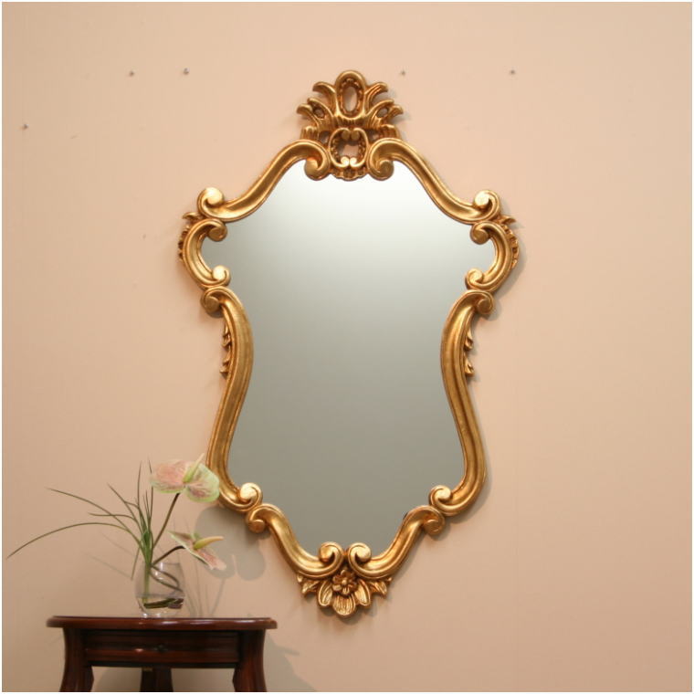 鏡 インテリアミラー イタリア製アンティークゴールドのロココ調