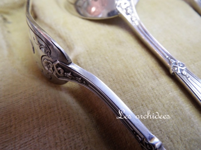 フランスアンティーク 純銀 オードブル サービング4本セット オルキデ