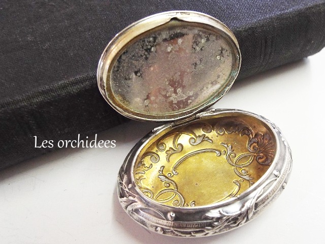 フランスアンティーク・シルバー 純銀 楕円形 ピルケース・パウダー