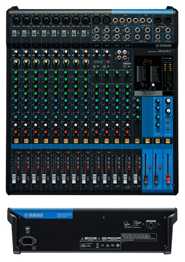 オーディオインターフェース内蔵ミキサー】YAMAHA、MG16XUの商品ページ