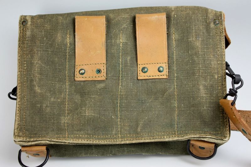 Vintage Rugged 1950's French Military Army Canvas and Leather
