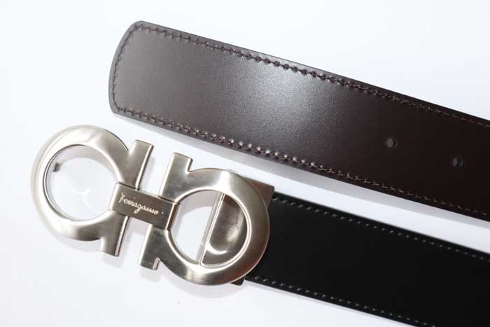 サルヴァトーレ フェラガモ リバーシブル レザーベルト シルバー