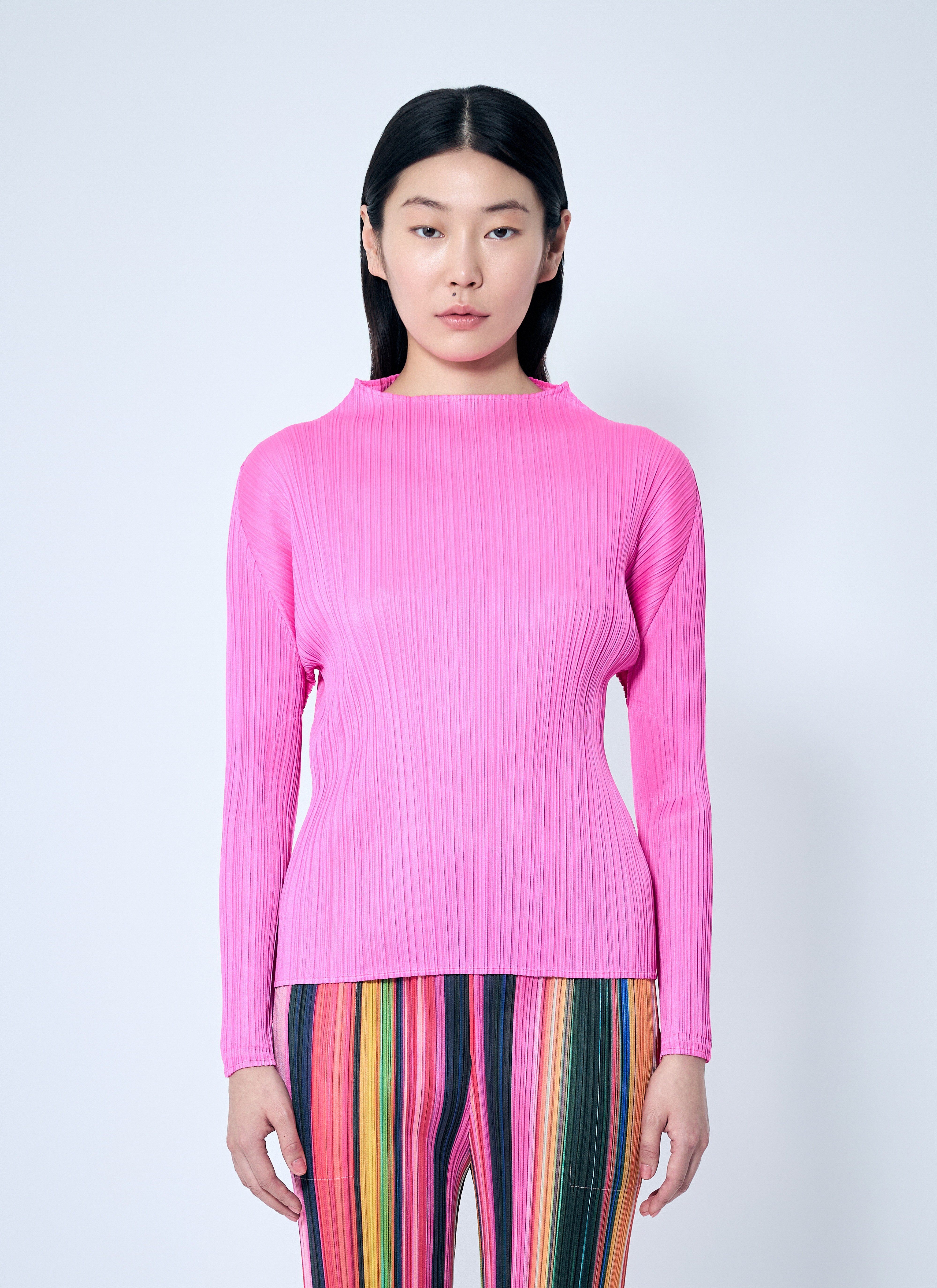 Pleats Please Issey Miyake Women's' High-Neck Top in Pink | LN-CC®