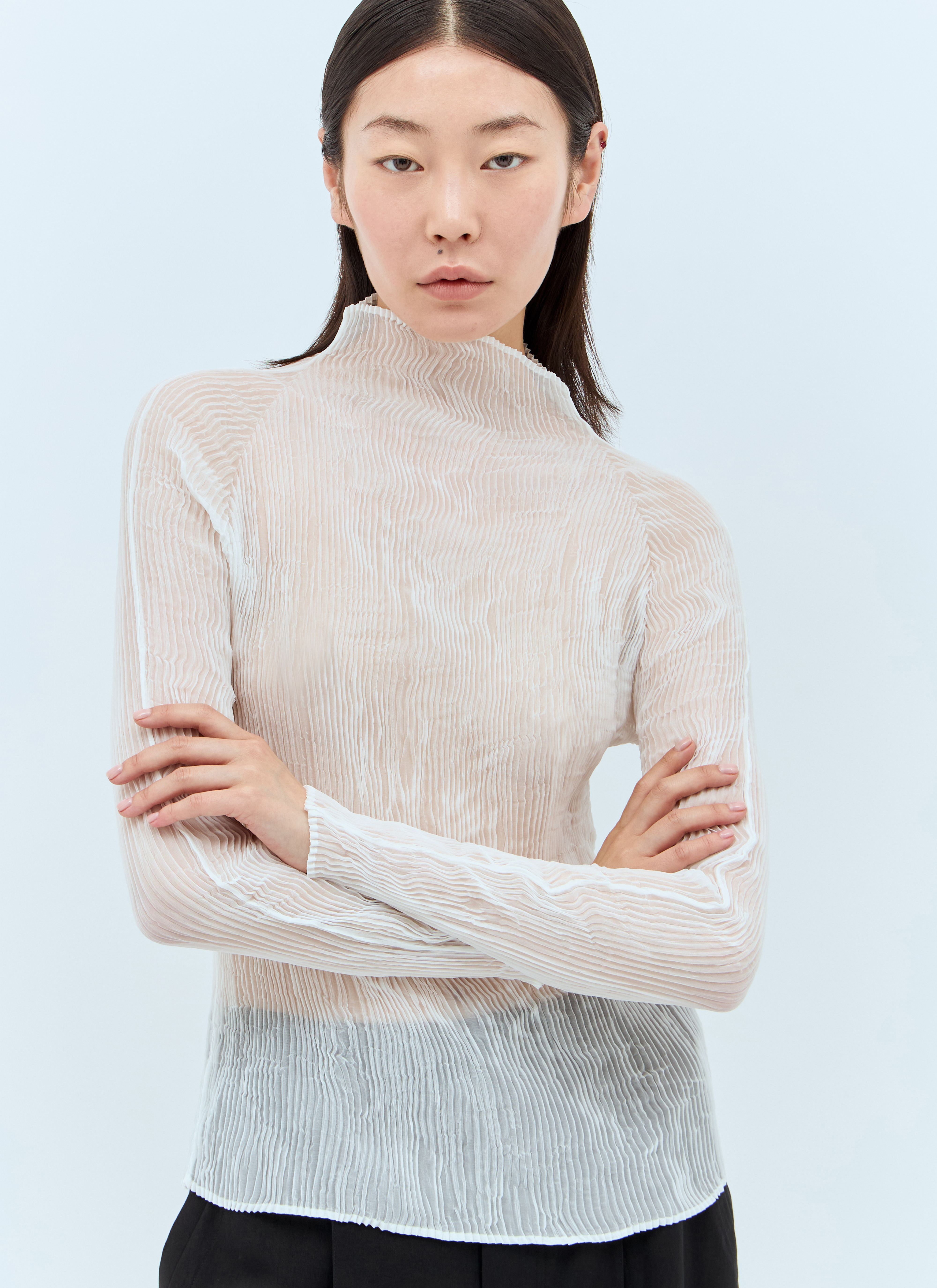 Issey Miyake Women's' Chiffon Twist Long-Sleeve Top in White | LN-CC®