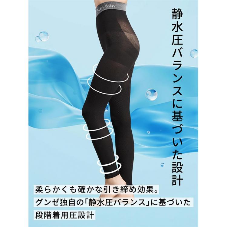 着圧レギンス 細リブ 80デニール チャコールグレー Mサイズ