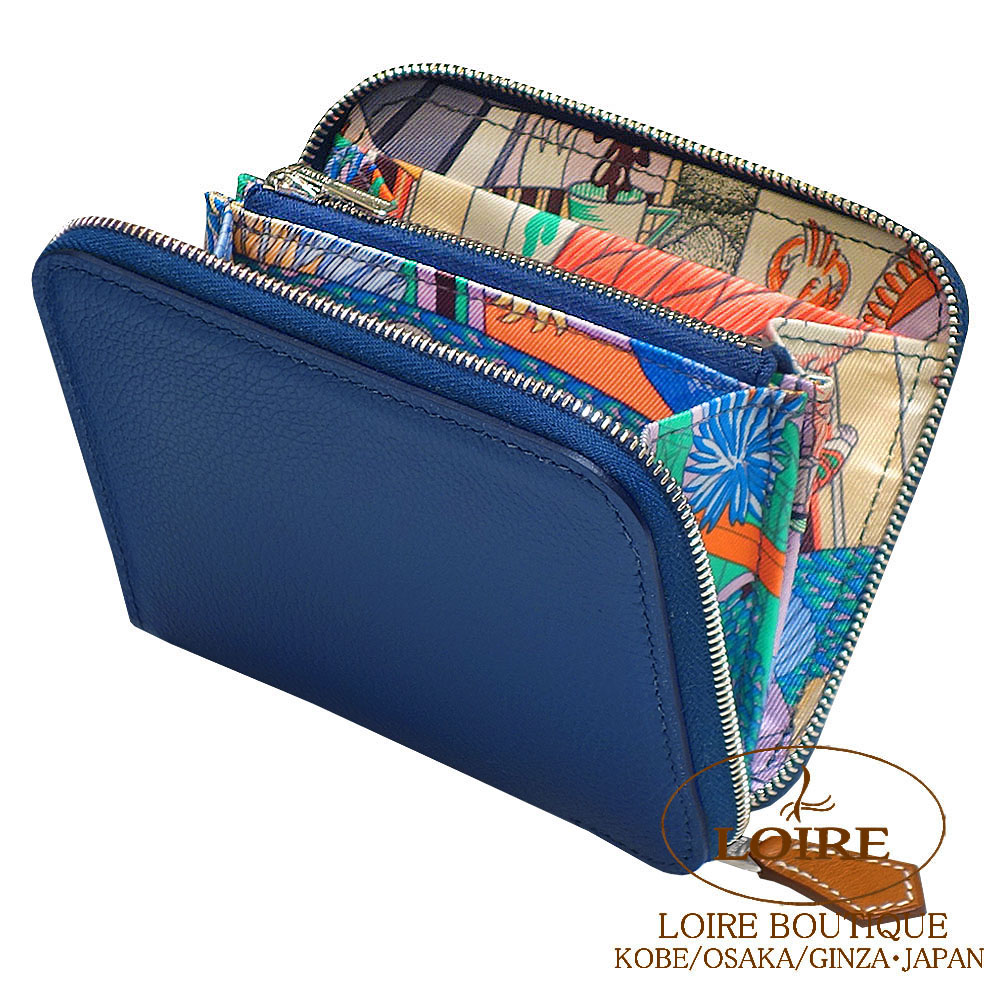 最終セール　極美品　HERMES アザップシルクインコンパクト HERMES エルメス 二つ折り財布 アザップシルクイン コンパクト アン