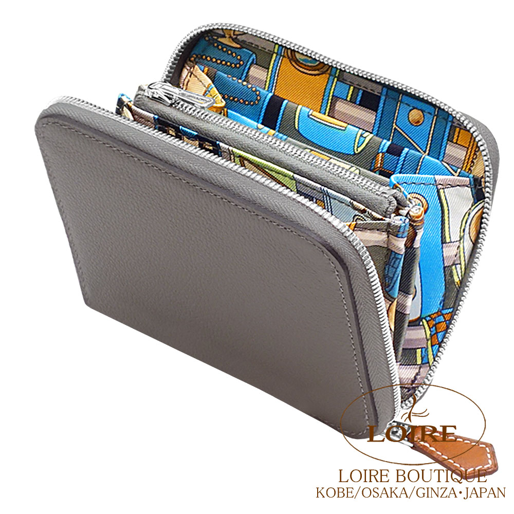 確実正規品HERMES エルメス アザップシルクイン コンパクト 財布 スカーフ エルメス<br>アザップ シルクイン コンパクト<br>クロ×オレンジ<br