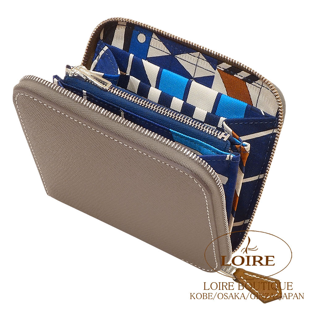 【新品未使用】HERMES シルクインコンバ クト　エトゥープ エルメス アザップ シルクイン コンパクト エトゥープ/ カシス ヴォー