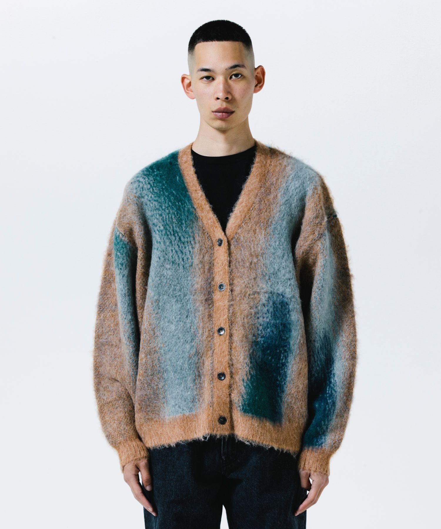 ROTTWEILER - R9 PAINTED CARDIGAN (BEIGE) / モヘアニット