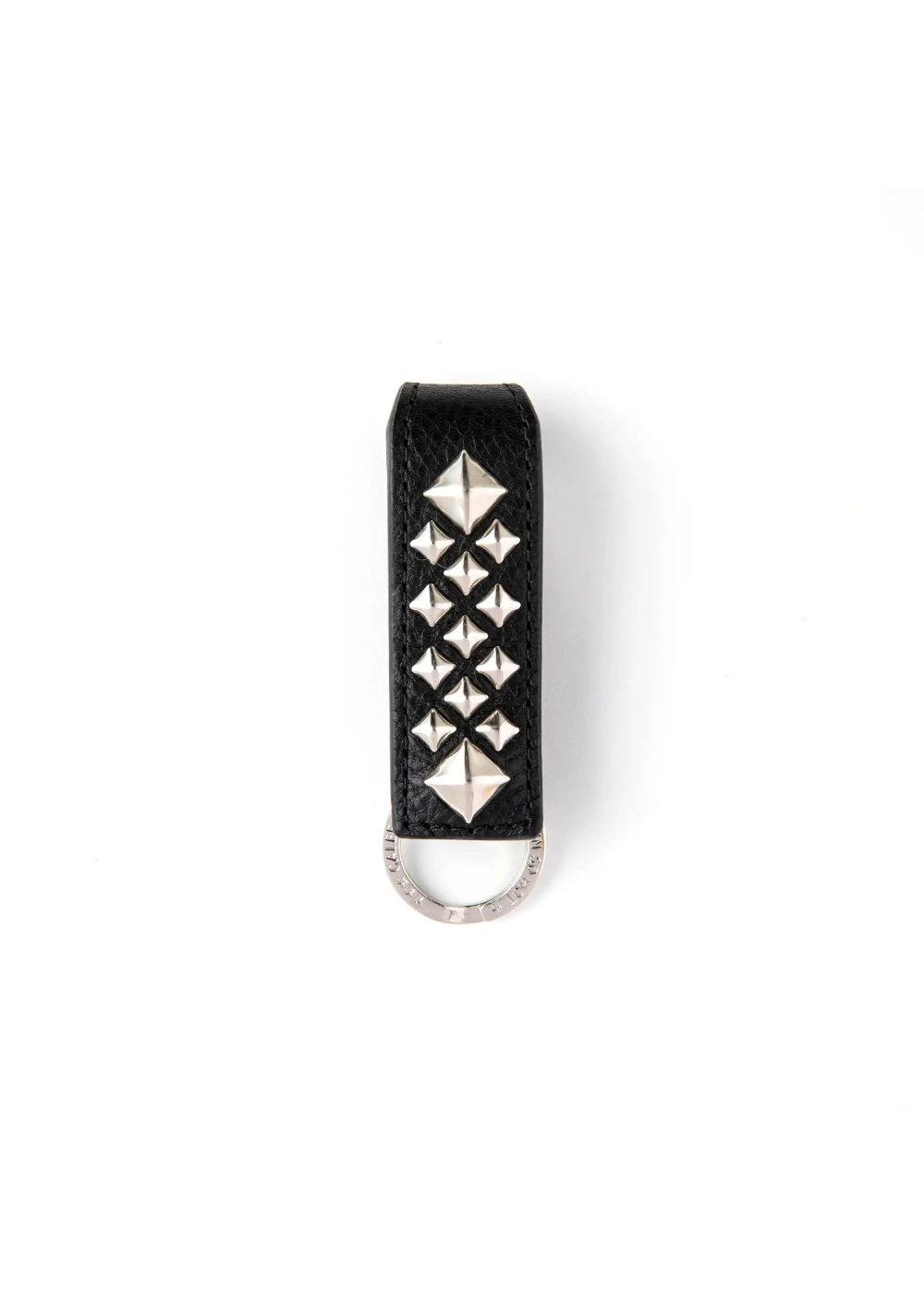 CALEE - STUDS LEATHER SNAP KEY RING (BLACK) / スタッズ レザー
