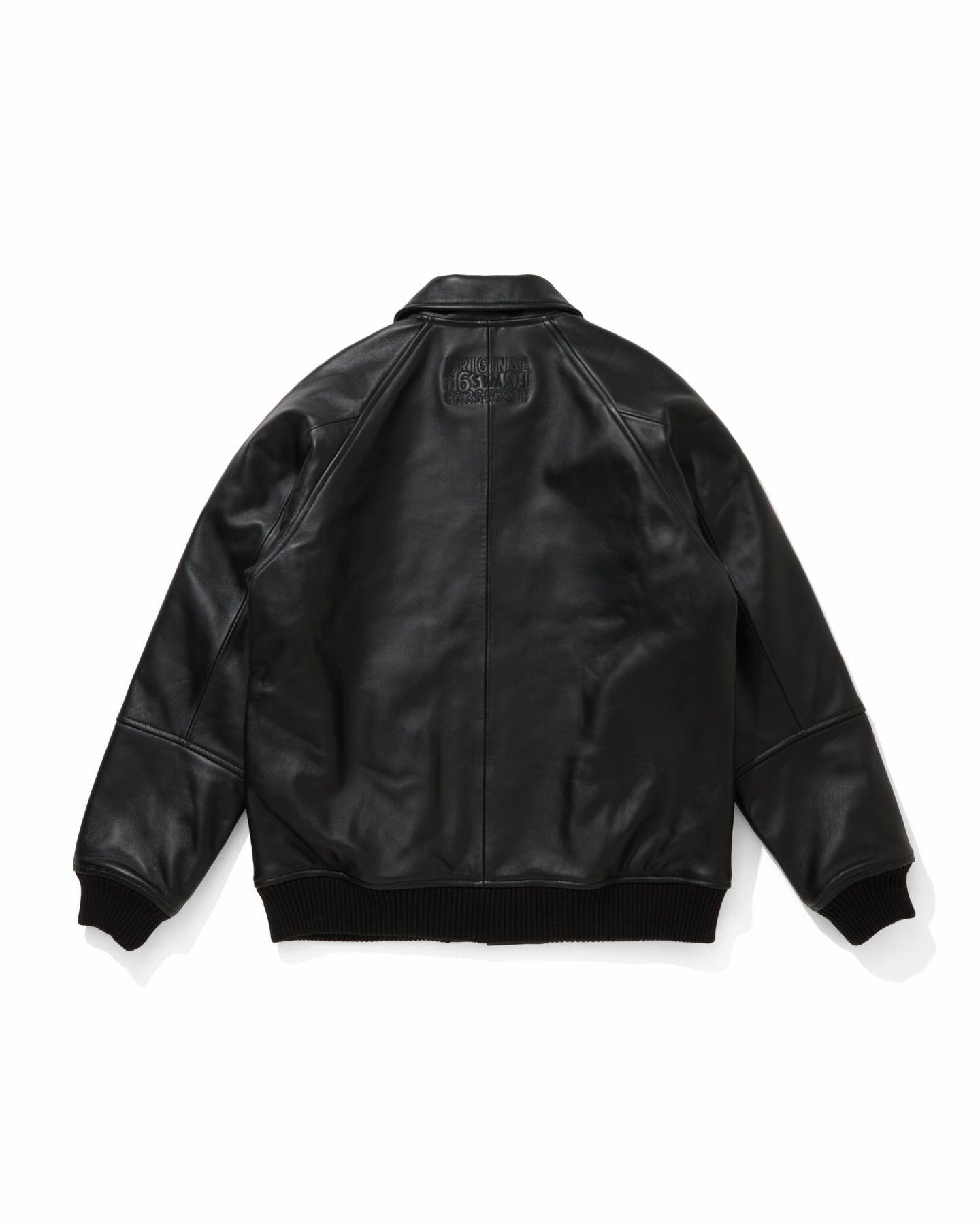 HIDE AND SEEK - Leather Varsity Jacket (BLACK/BLACK) / 西浦徹