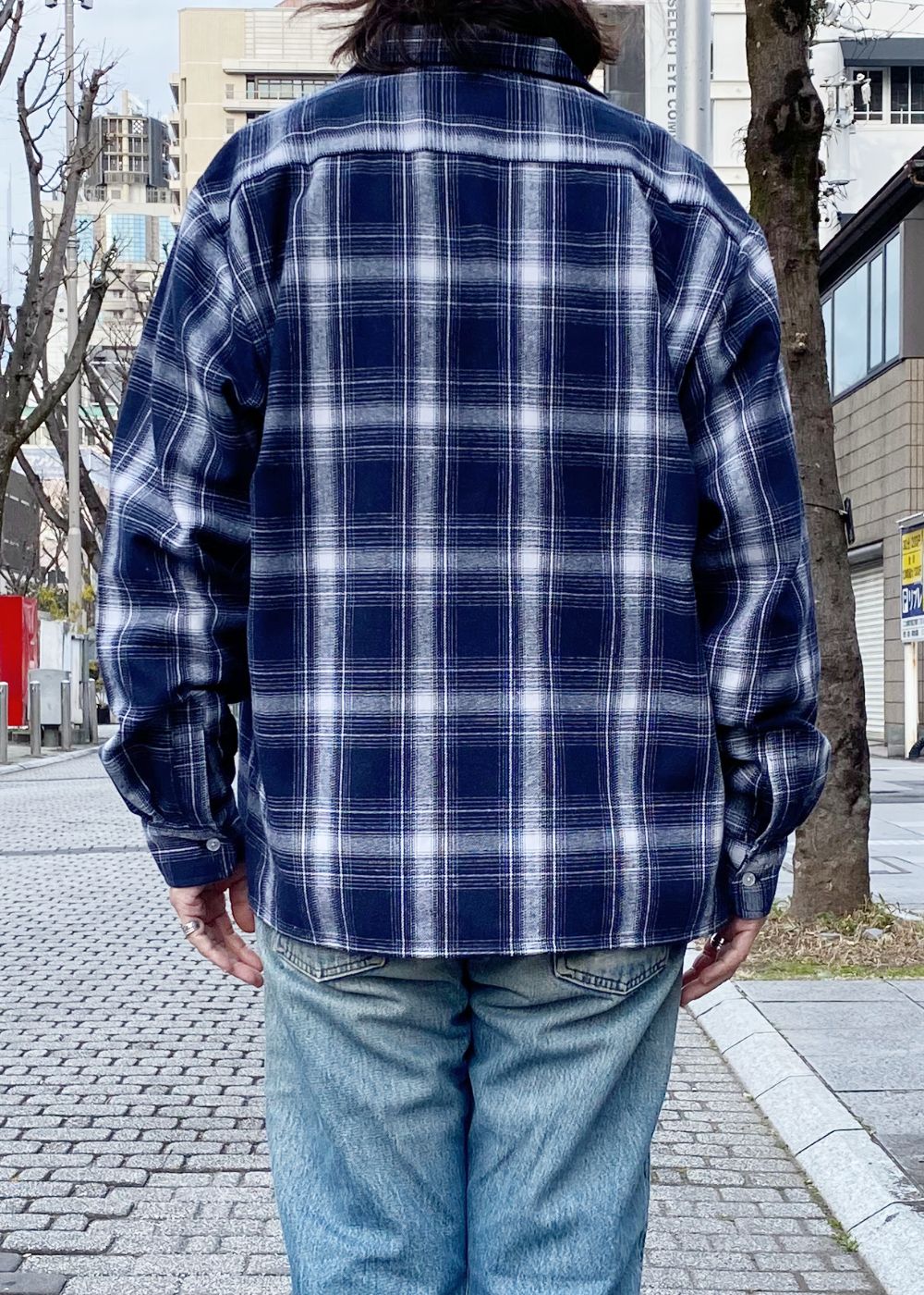 HIDE AND SEEK - Ombre Check L/S Shirt (BLUE) / オンブレ チェック