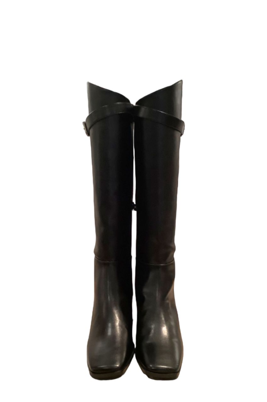 FRAY I.D - バックルストラップロングブーツ (ブラック) 合成皮革