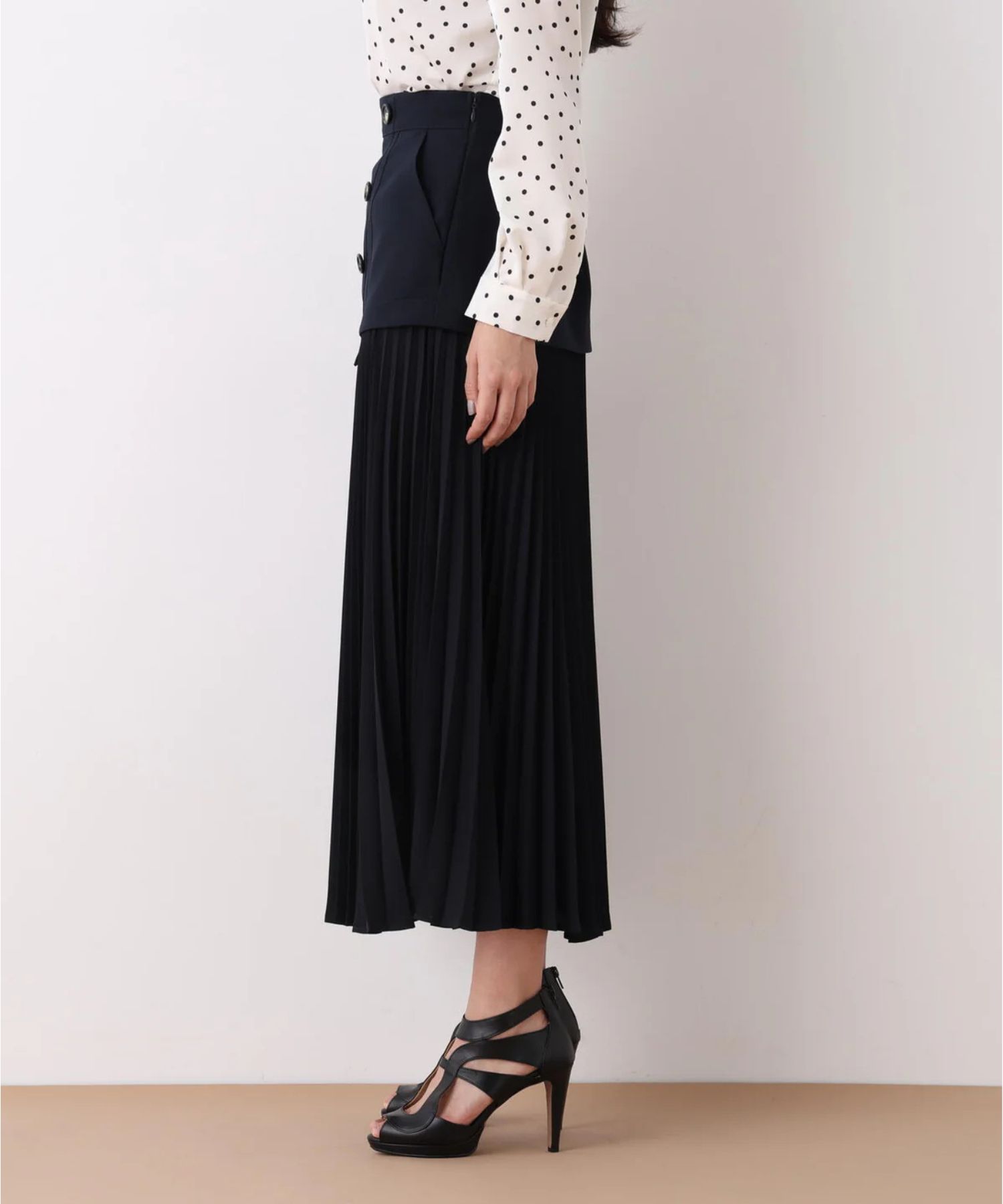 PINKY&DIANNE - ソフトオックスプリーツスカート(ネイビー