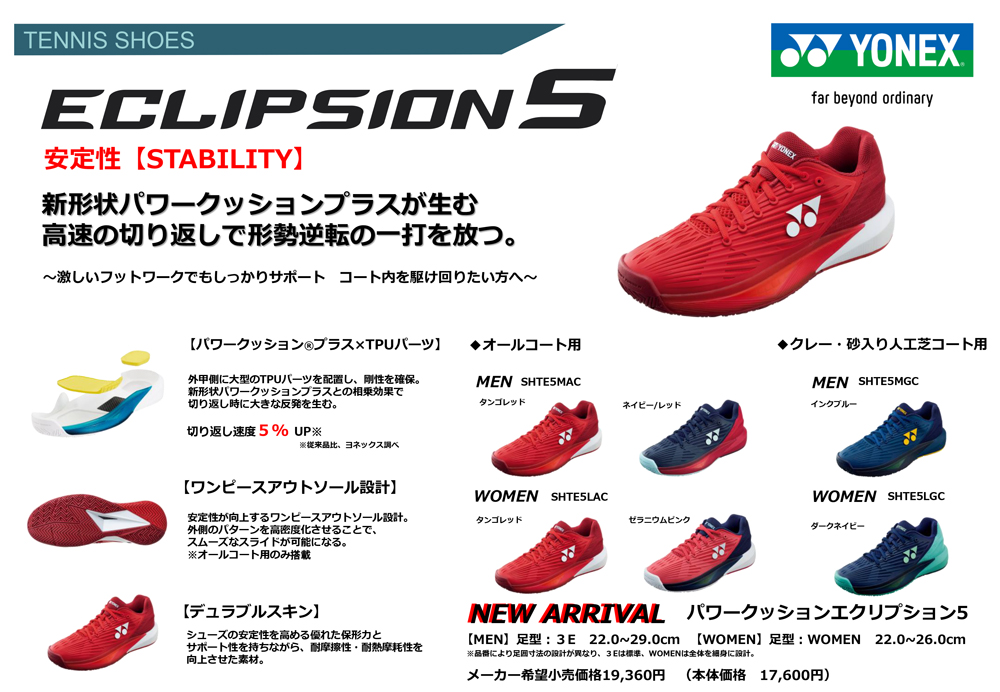 ヨネックス(YONEX) テニスシューズ パワークッション エクリプション5
