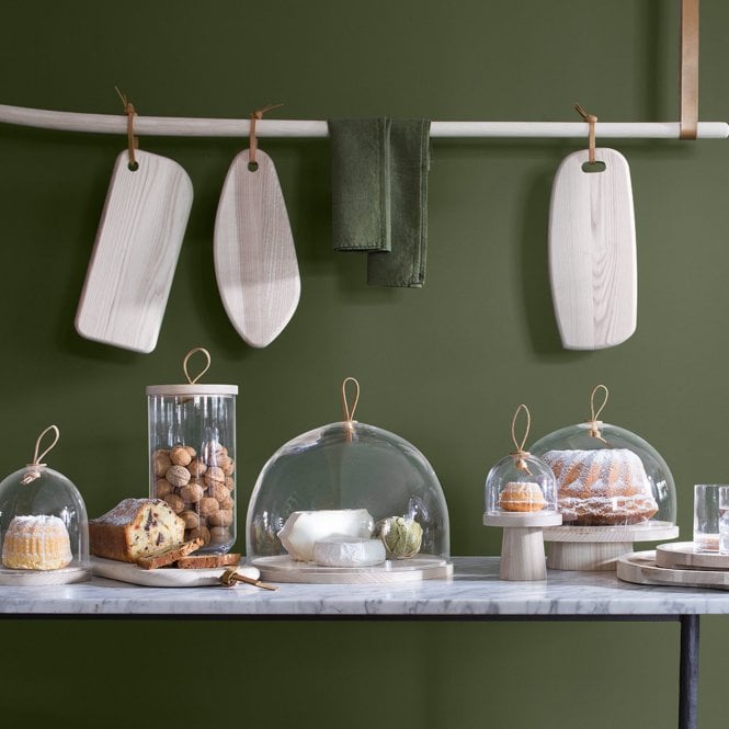 LSA】IVALO ガラスドーム 280mm/ガラス製/木/ケーキドーム/レザー