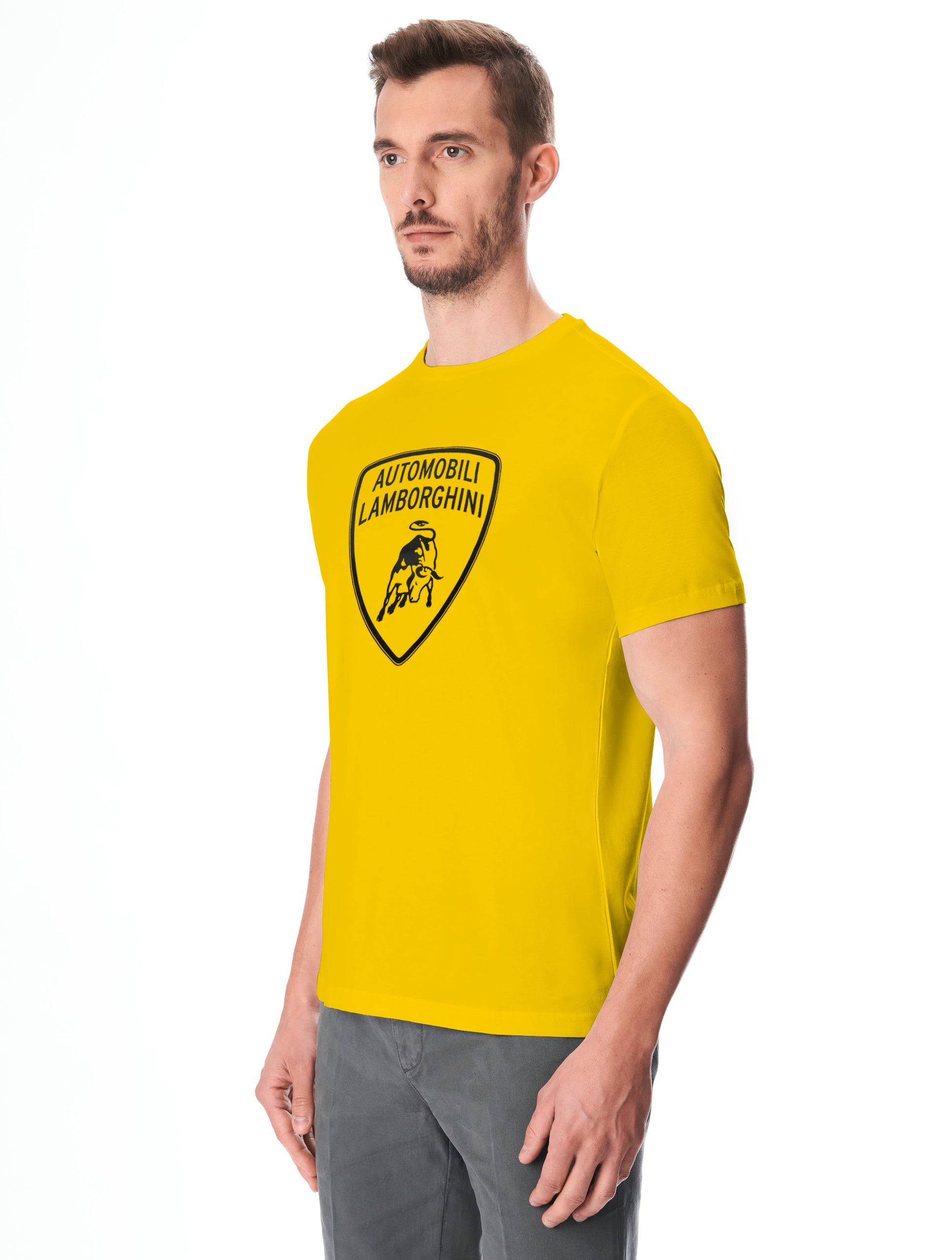 メンズ イエロー シールドロゴ（大）入りTシャツ | Lamborghini Store