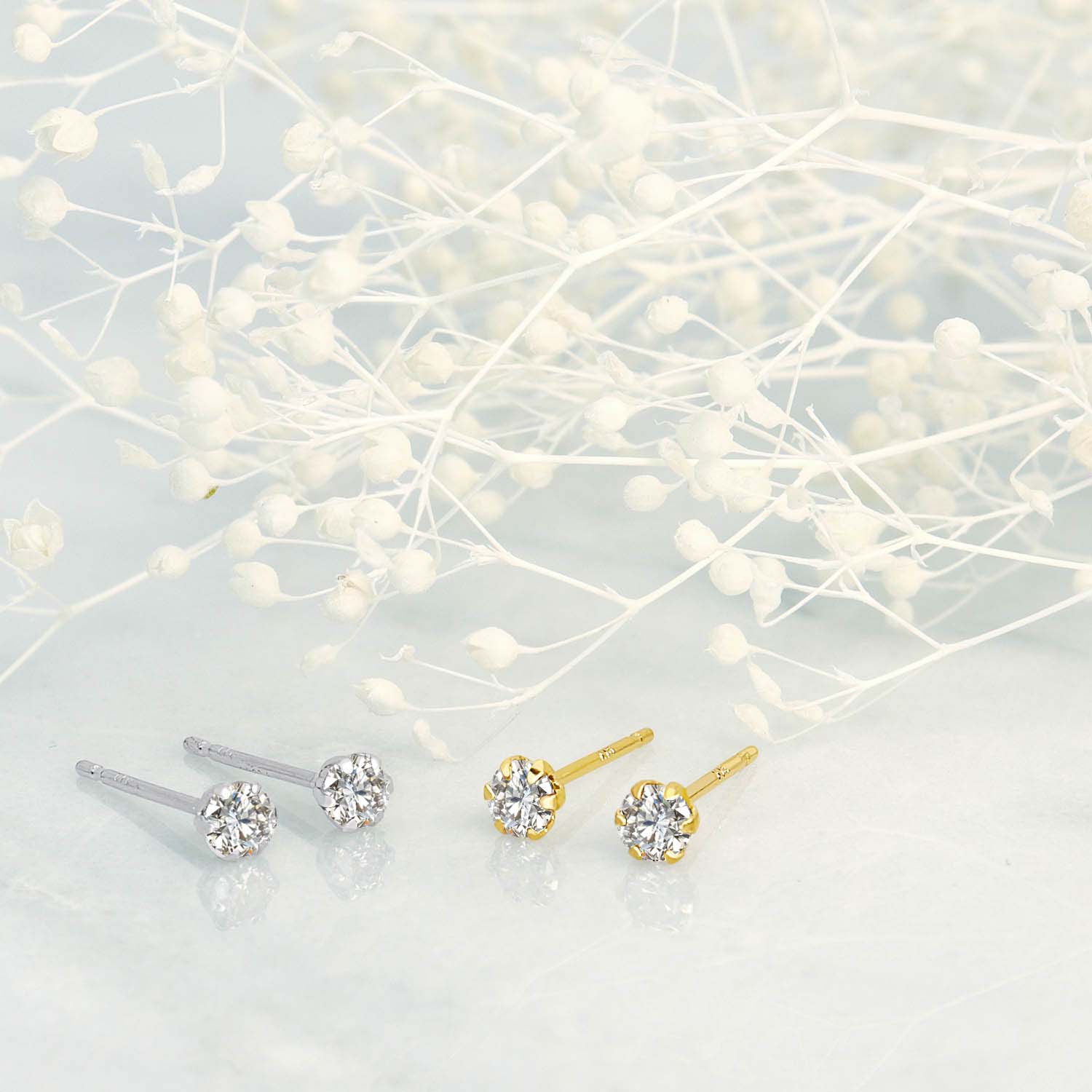 ピアス 両耳 計 0.2ctダイヤモンド 1粒 スタッドピアス K18 ゴールド