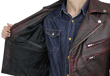 特価品】革ジャン ダブルライダースジャケット（山羊革）ユーズド調 S