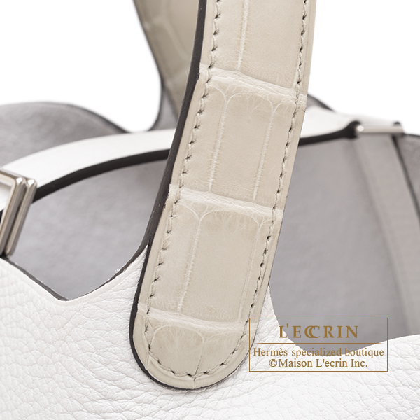 Hermes Picotin Lock Touch bag 18/PM New white/Beton Clemence