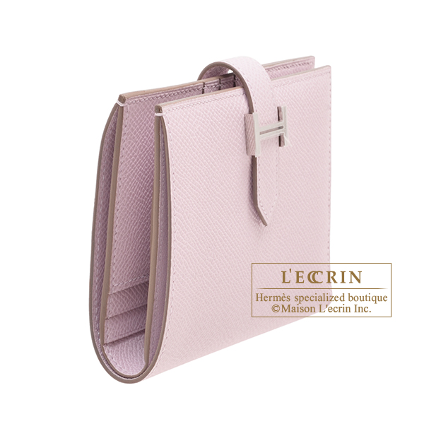 エルメス ベアンコンパクト モーヴペール ヴォーエプソン シルバー金具