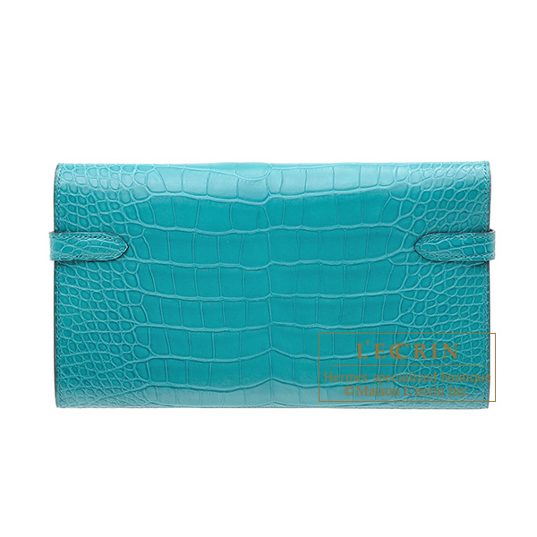 エルメス ケリーウォレットロング ブルーパオン クロコダイル