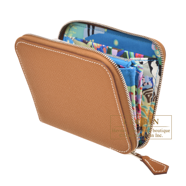 エルメス アザップ シルクイン コンパクト ゴールド/ ブルーイドラ