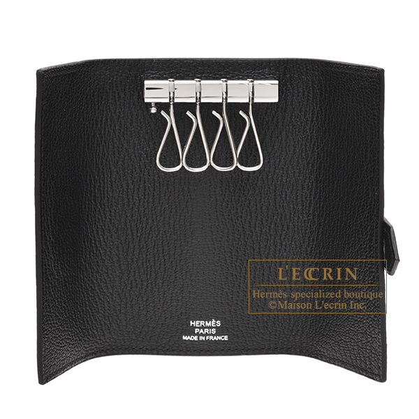 エルメス ベアンキーケース/4連 ブラック シェブルミゾル シルバー金具
