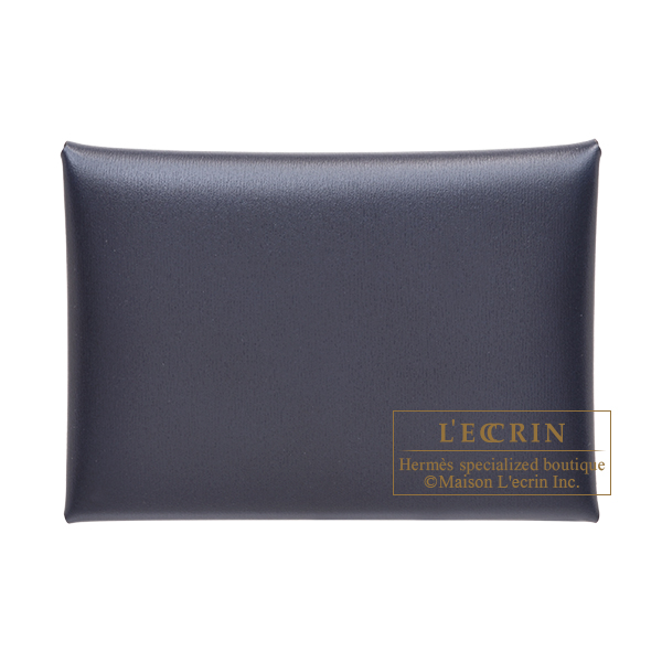 エルメス カルヴィ デュオ ブルーアビス ボックスカーフ シルバー金具